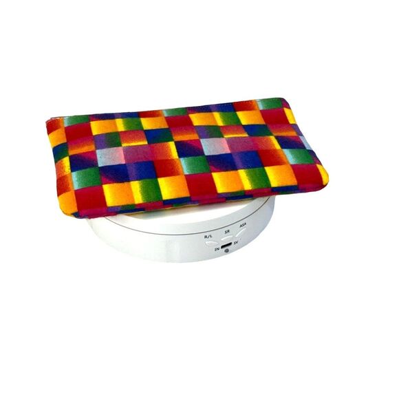 Handmade Soft Flannel Cotton Lined Small Zipper Pouch Bright Multicolor - Picture 4 of 6